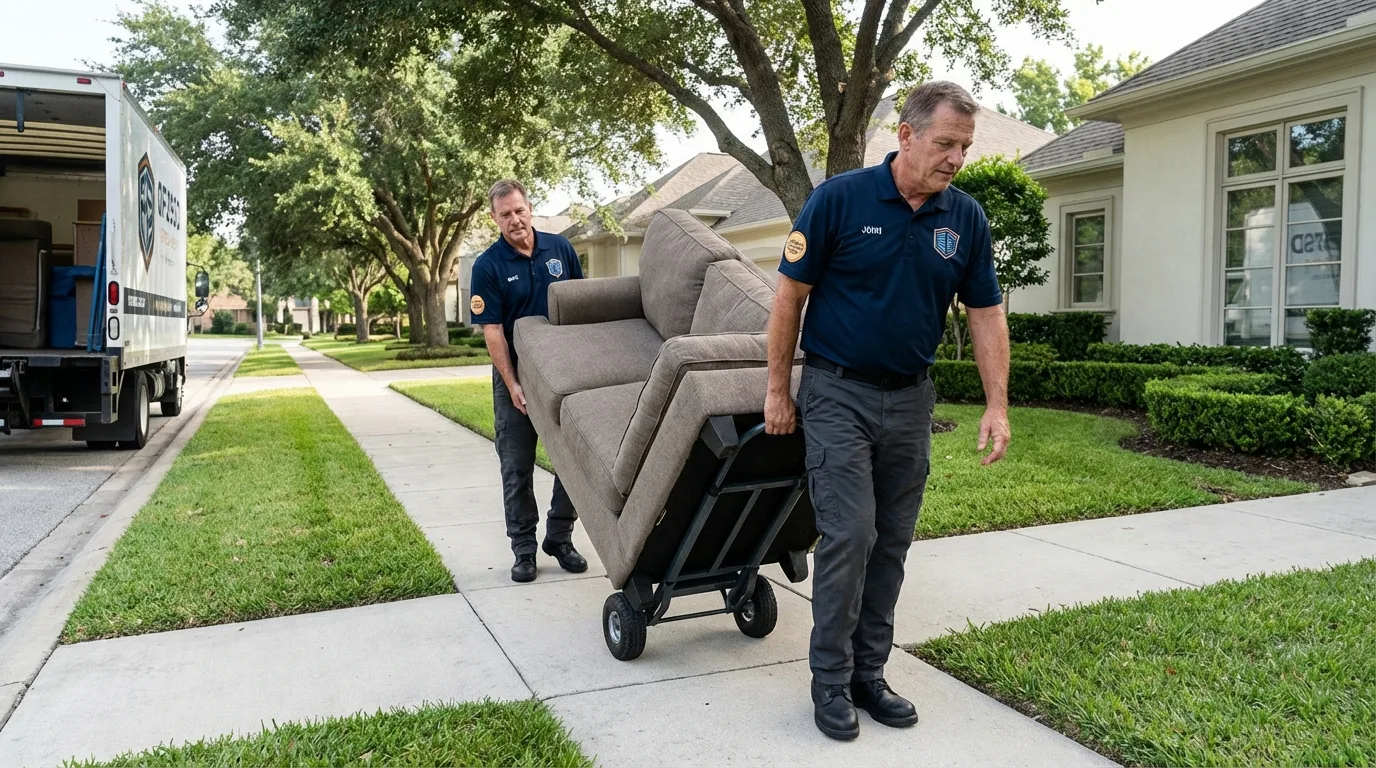 Local residential moving crew loading furniture in Sierra Blanca, TX
